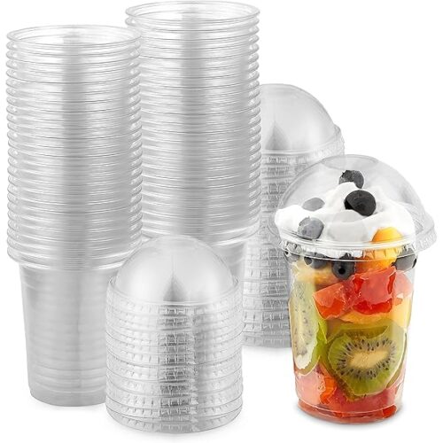 Plastic Cup Clear 10 oz With Dome Lid 50 Pieces