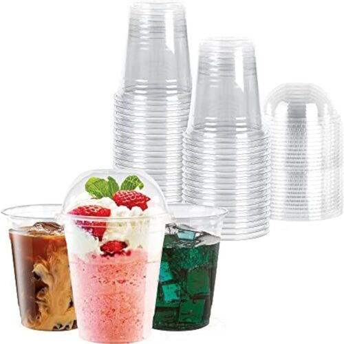 Plastic Cup Clear 12 oz With Dome Lid 1000 Pieces