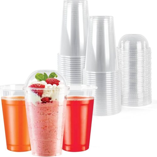 Plastic Cup Clear 14 oz With Dome Lid 50 Pieces