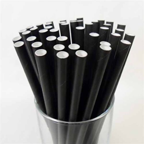 Paper Straw Black Bendy Wrapped 6 x 197mm 2000 Pcs