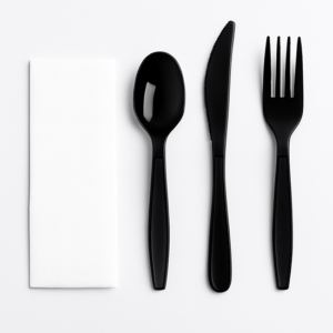 Black Cutlery Pack | Spoon - Knife & Fork | 1x50 Pcs