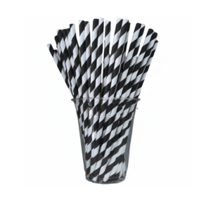 Paper Straw Black & White 8mm | 1x3000 Pcs